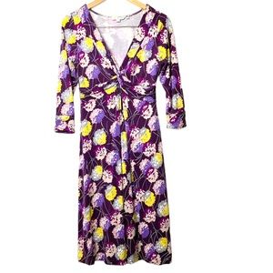 Boden Marigold Twist Front Floral V-Neck Dress 6